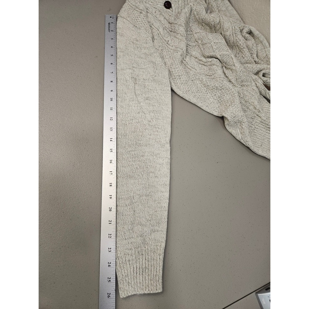 Emerald Isle Womens Wool‎ Blend Cream Killarney Shawl Neck Cable Knit Sweater - Picture 10 of 14
